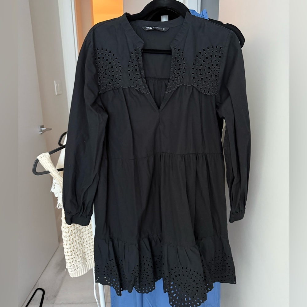 Zara Black Eyelet Detail Dress